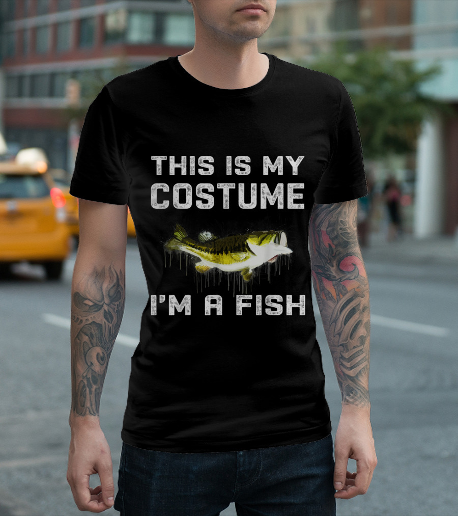 This Is My Costume I'm A Fish Realistic Largemouth Bass Dripping T-Shirt