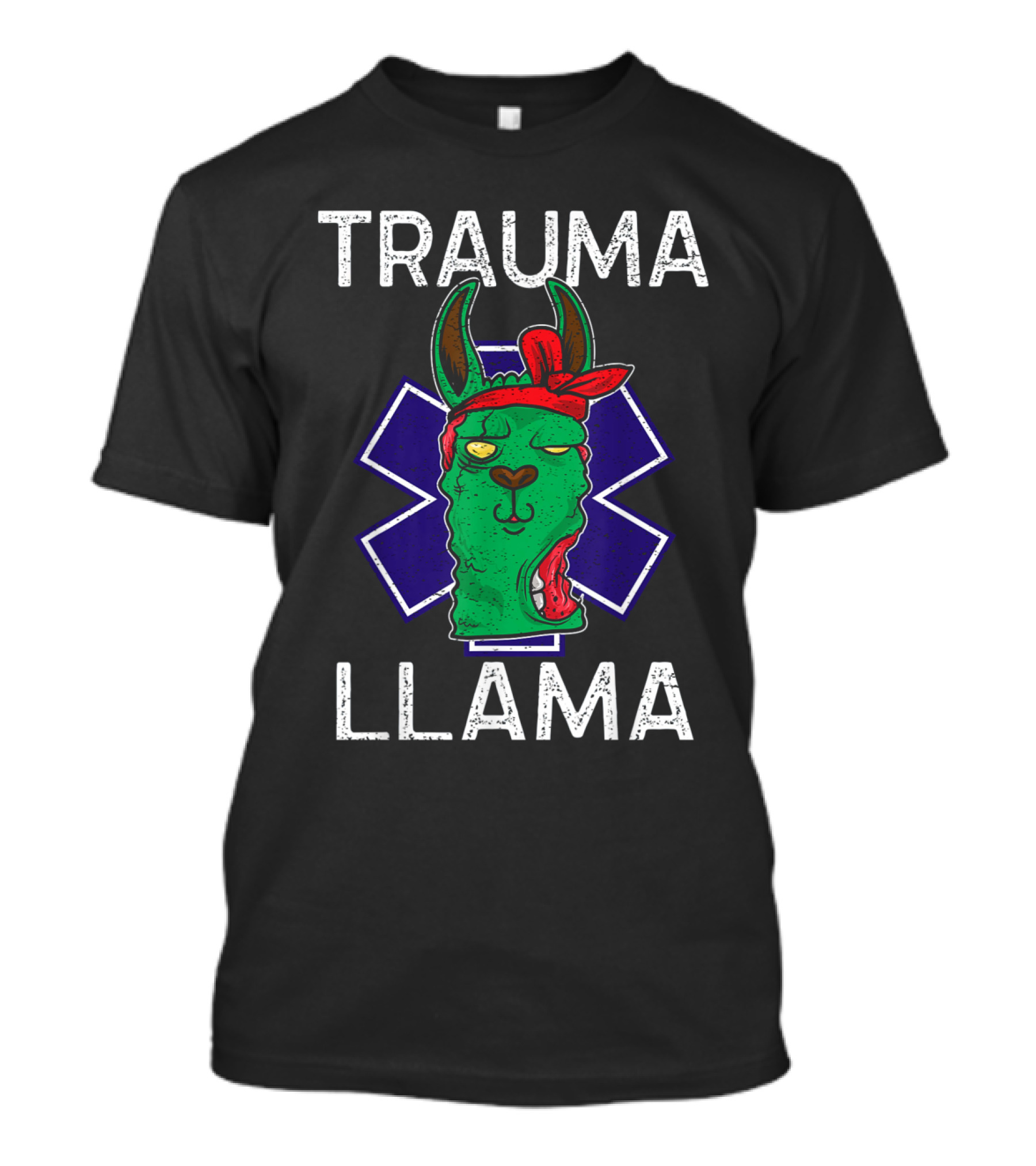 Trauma Llama Halloween EMT RN Paramedics Nurses Doctors Zombie Star Of Life T-Shirt