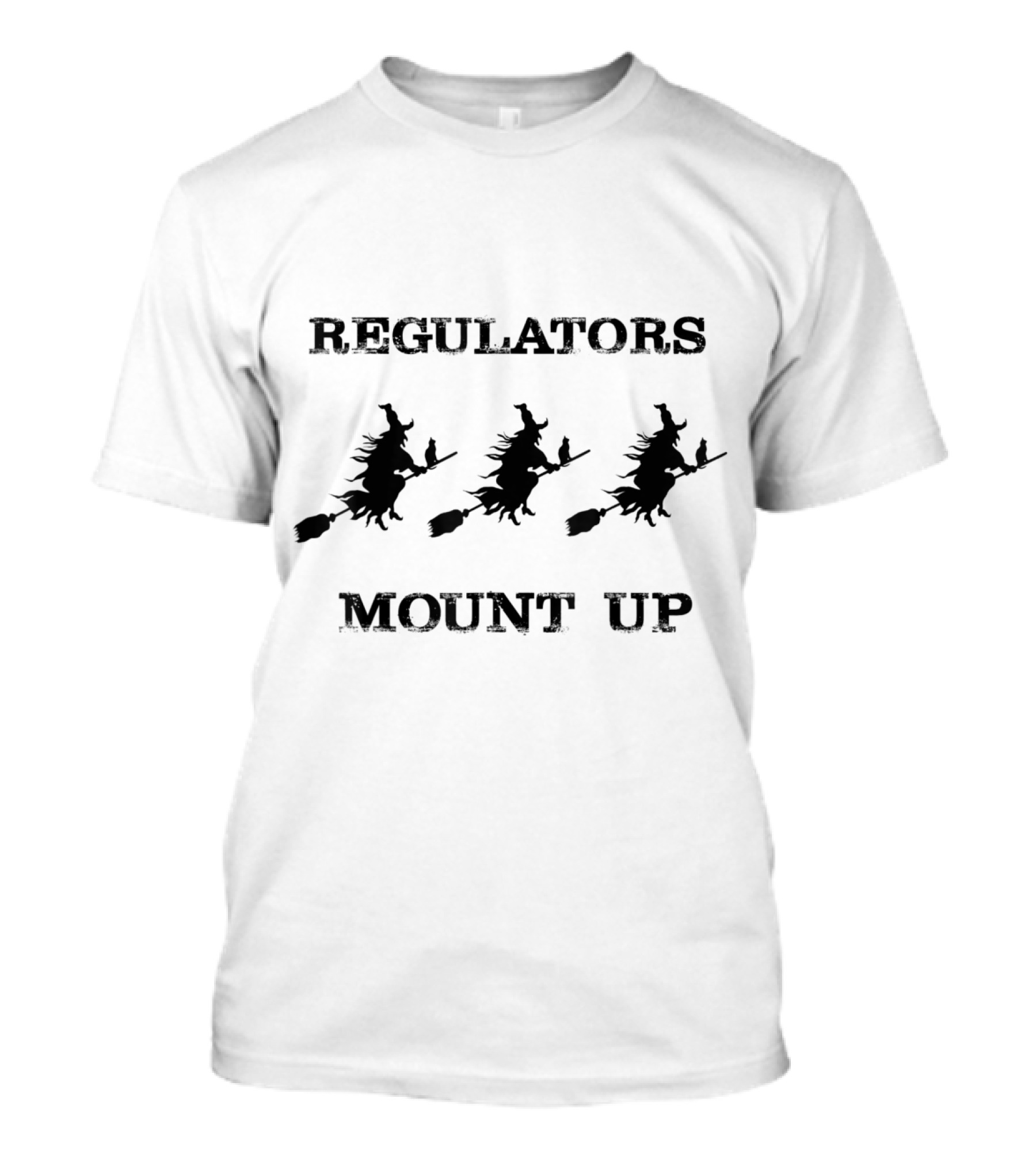 Regulators Mount Up Witch Silhouette With Riding Brooms And Black Cat T-Shirt