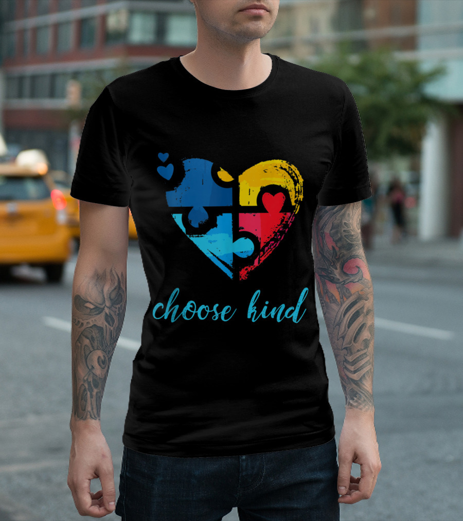 Choose Kind Puzzle Heart Autism Awareness T-Shirt