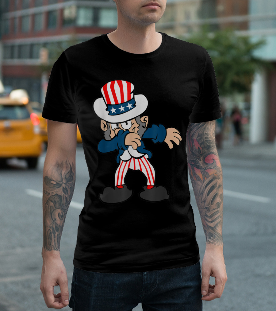 Dabbing Uncle Sam Patriotic Stars and Stripes 4th of July Veterans Flag Day T-Shirt