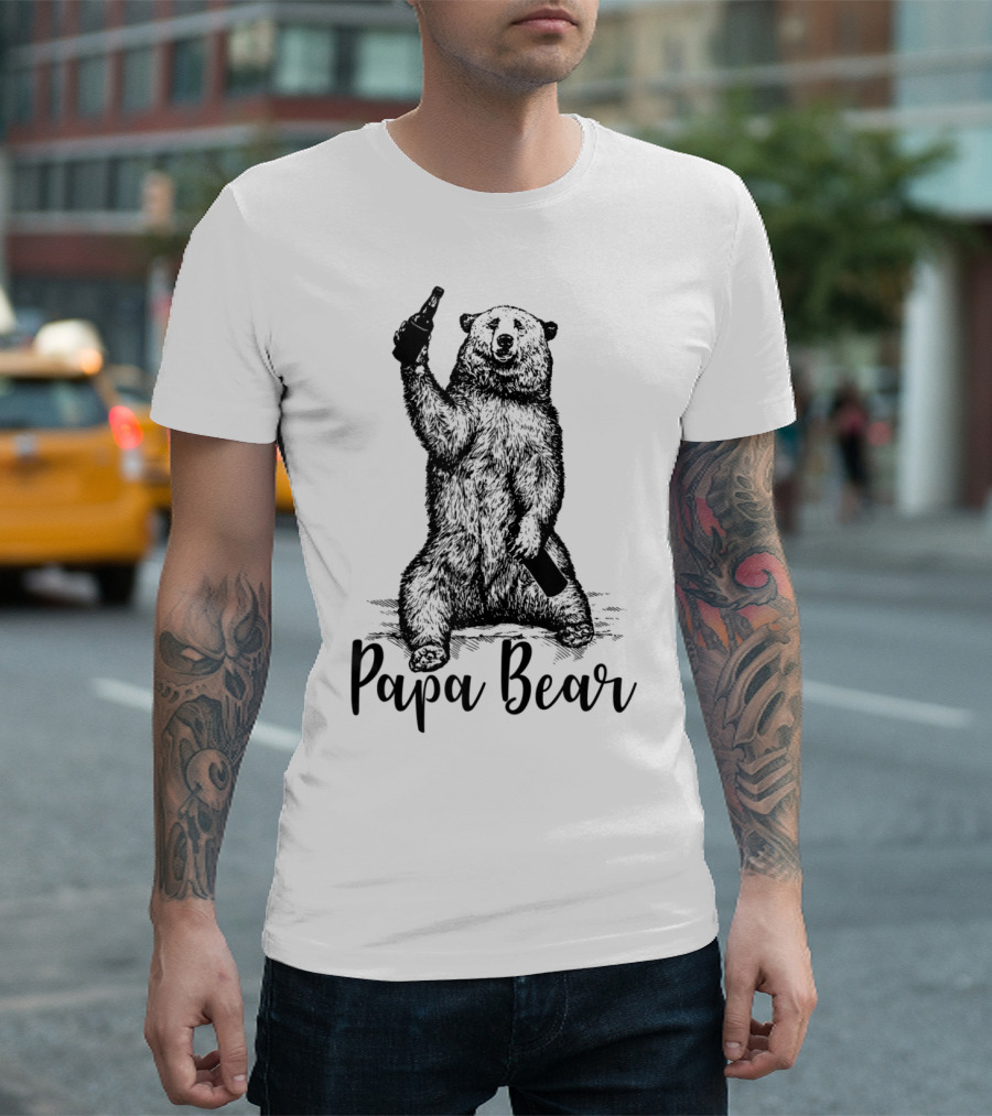 Papa Bear Men's Father's Day with Beer T-Shirt