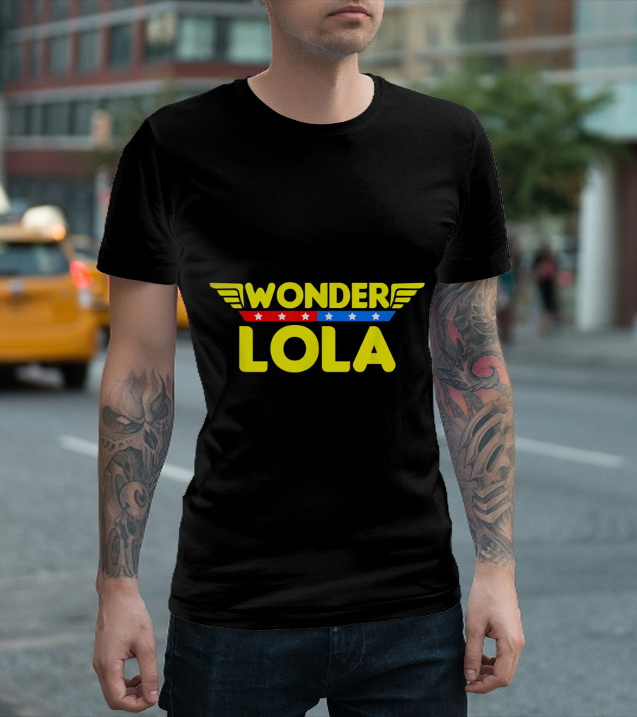 Wonder Lola Mother's Day Mom Grandma Hero Wings Stars T-Shirt