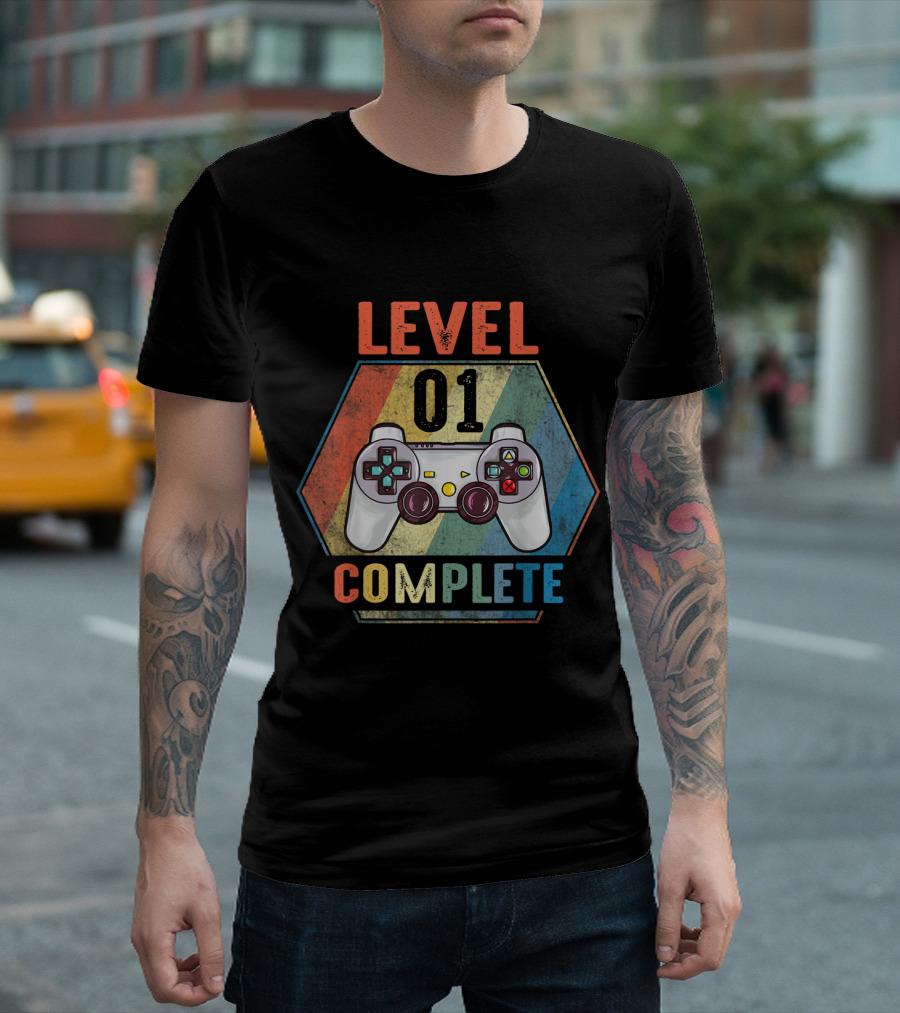 Level 1 Complete Vintage Gamer 1st Wedding Anniversary T-Shirt