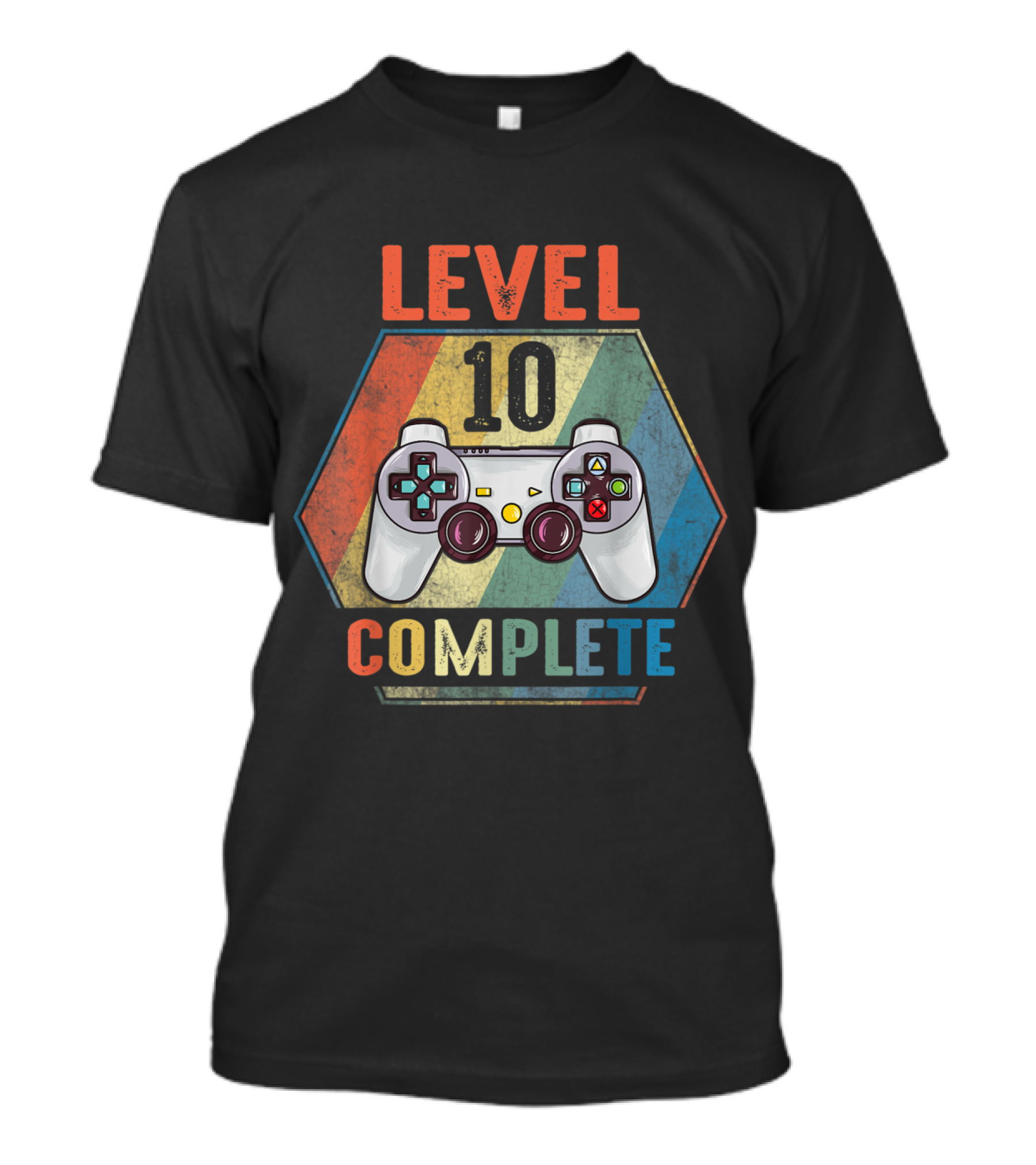 Level 10 Complete Vintage Video Game Controller Retro Stripe T-Shirt