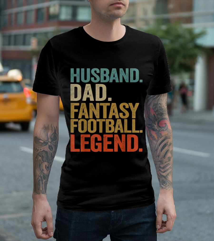 Husband Dad Fantasy Football Legend Mens Shirt Iconic Sports Gift T-Shirt