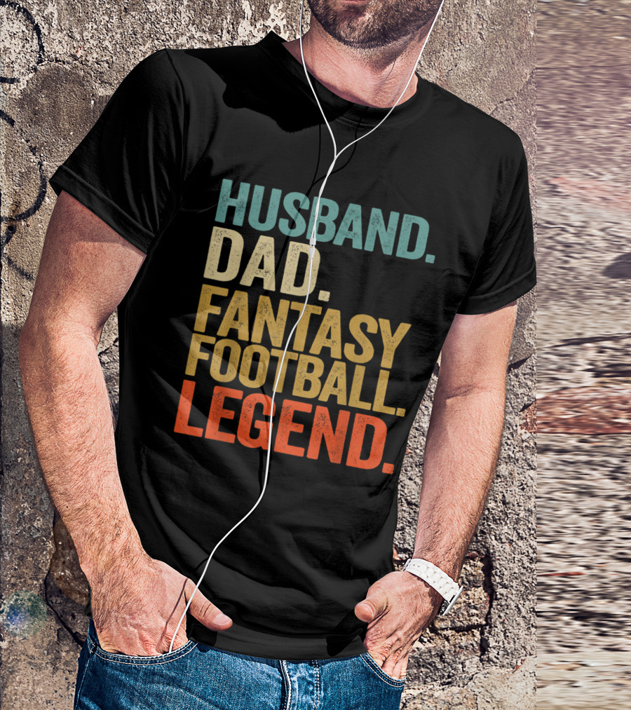 Husband Dad Fantasy Football Legend Mens Shirt Iconic Sports Gift T-Shirt
