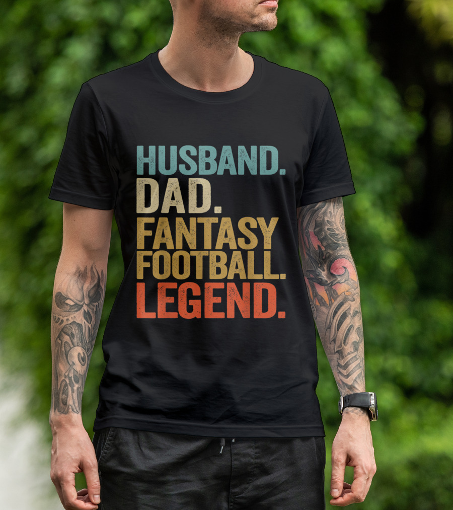 Husband Dad Fantasy Football Legend Mens Shirt Iconic Sports Gift T-Shirt