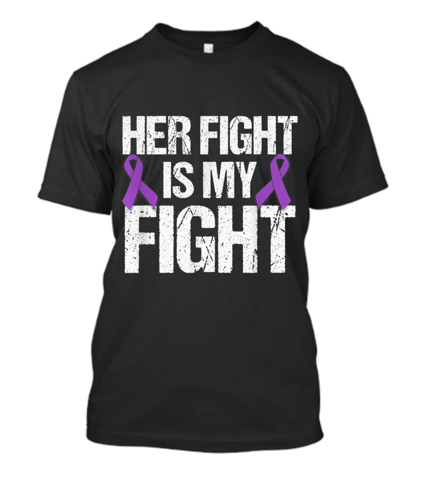 Her Fight Is My Fight Purple Ribbon Support Awareness T-Shirt