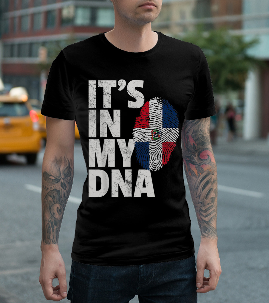 IT'S IN MY DNA Dominican Republic Flag Fingerprint T-Shirt