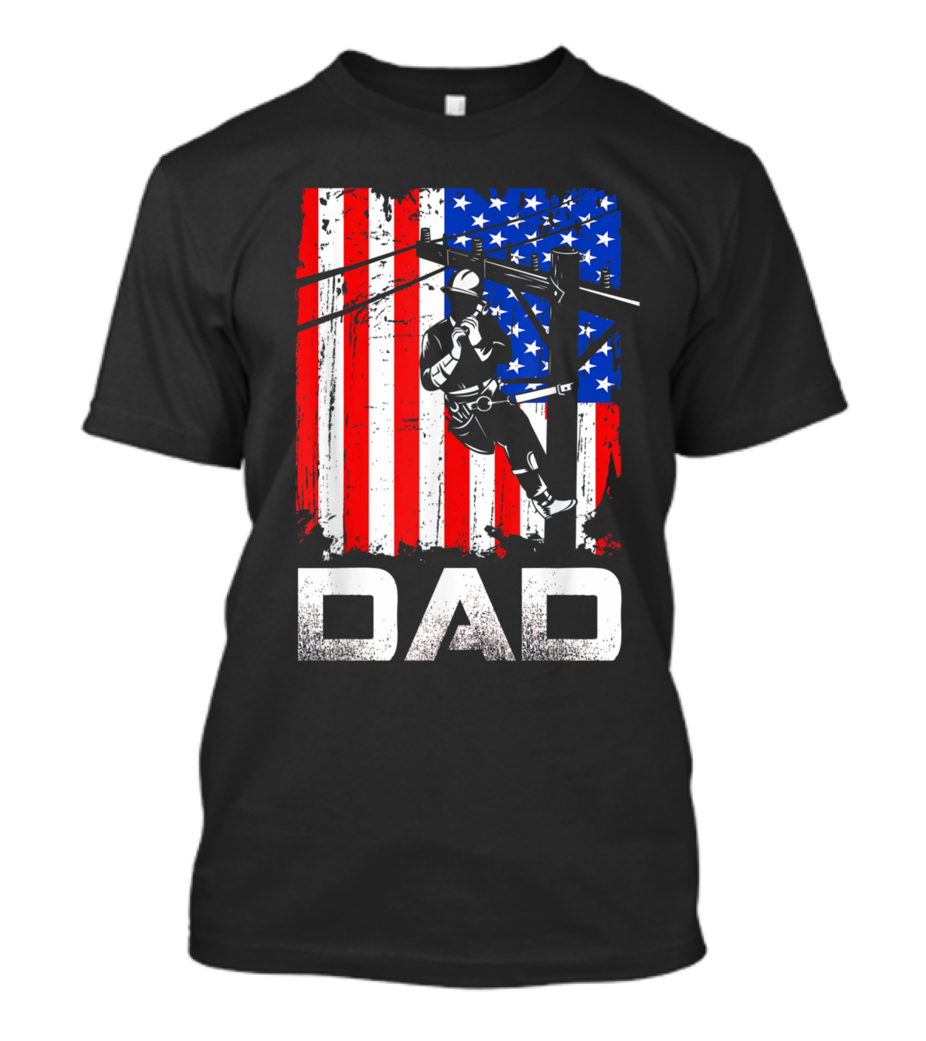 Lineman Dad American Flag Father's Day T-Shirt