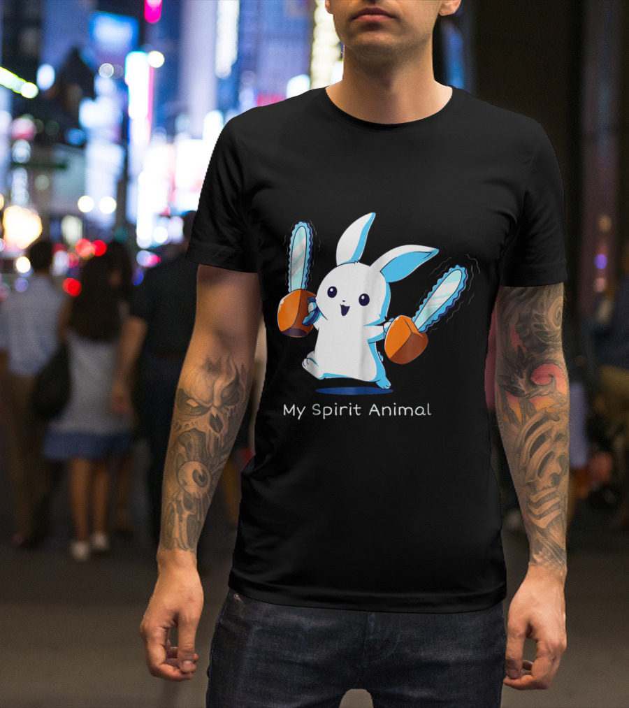 Bunny Wielding Chainsaws My Spirit Animal T-Shirt