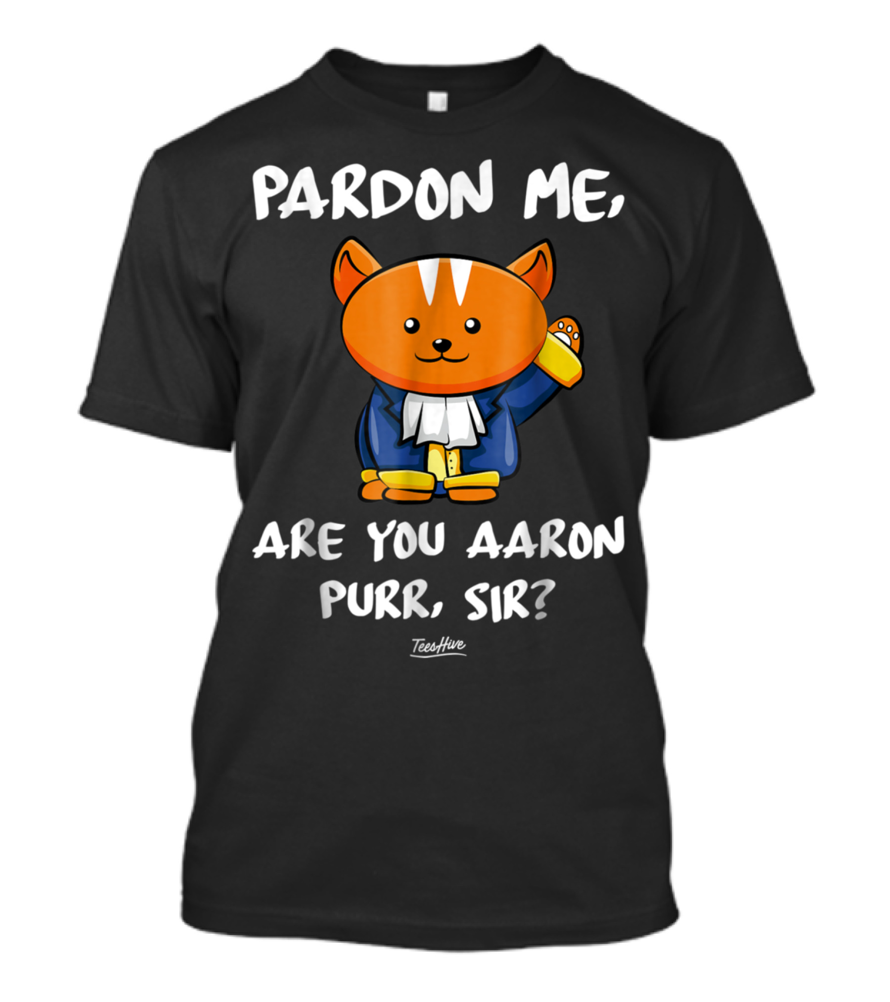 Pardon Me Are You Aaron Purr Sir Funny Cat Hamilton TeesHive T-Shirt