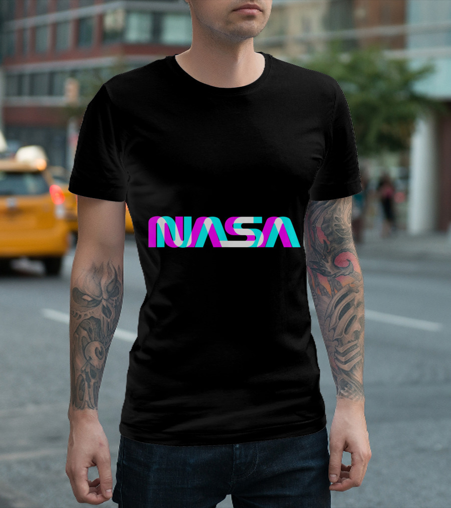 NASA Worm Logo Neon Space Engineers T-Shirt