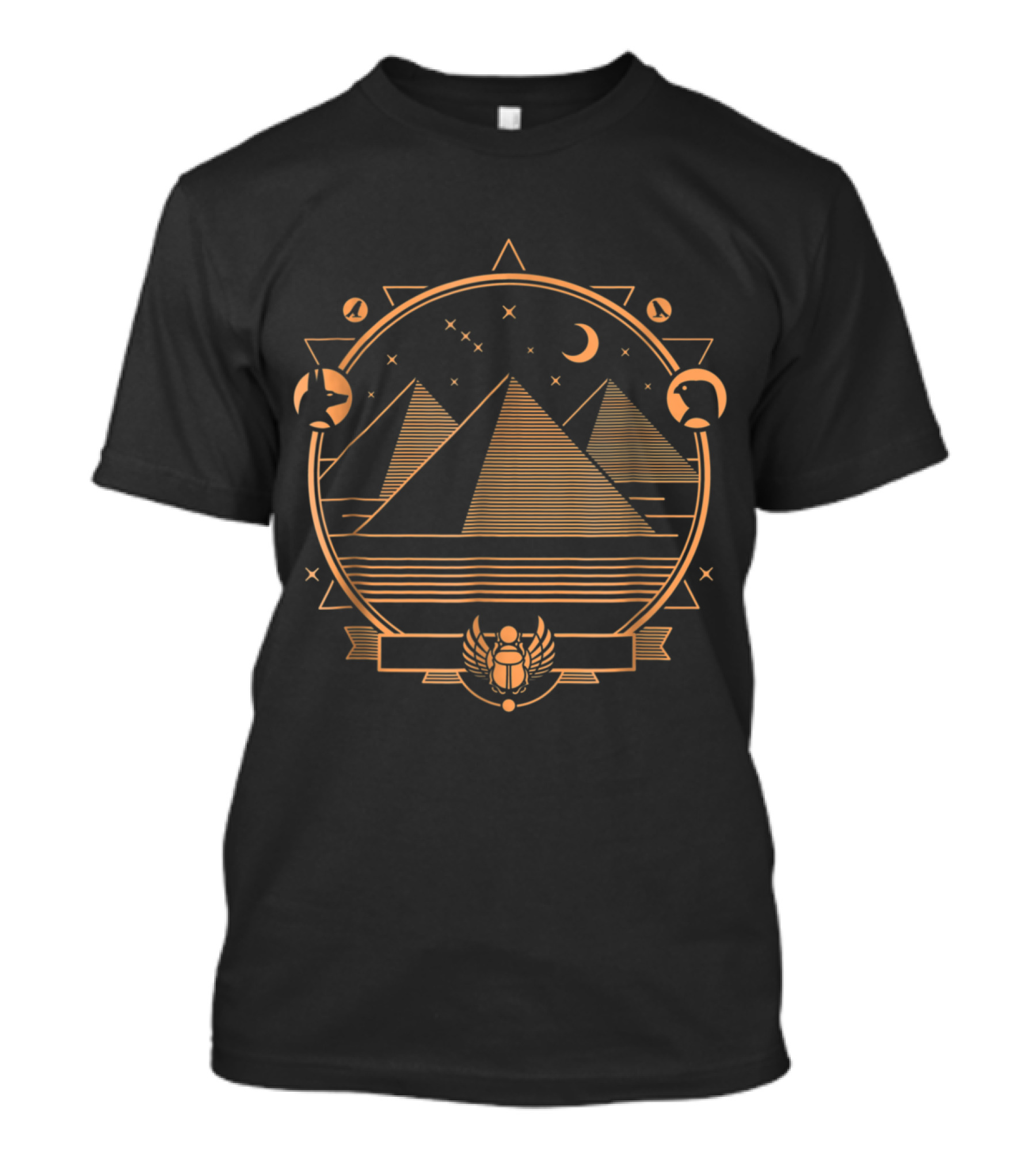 Pyramids Of Ancient Egypt With Scarab And Night Sky Elements T-Shirt