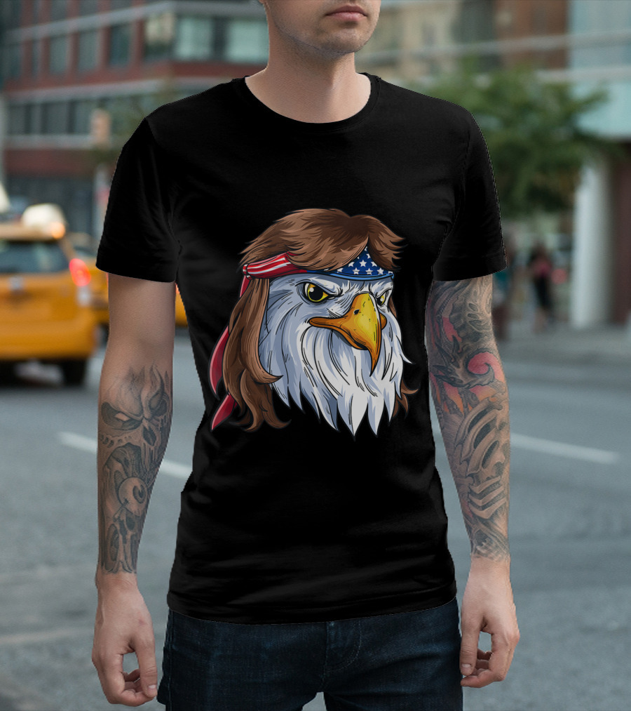 Eagle Mullet 4th Of July Merica American Flag Bandana T-Shirt