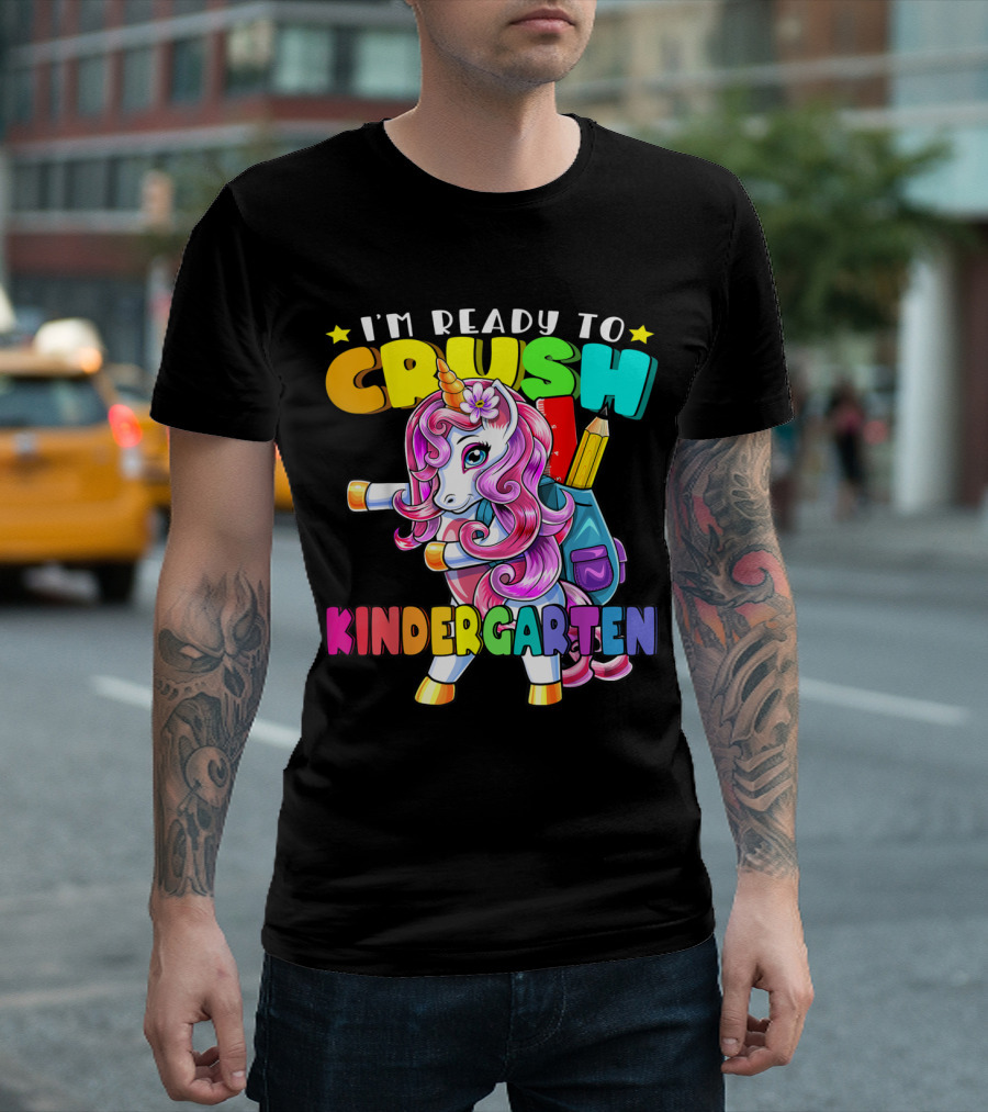 I'm Ready To Crush Kindergarten Flossing Unicorn Back To School Girls T-Shirt