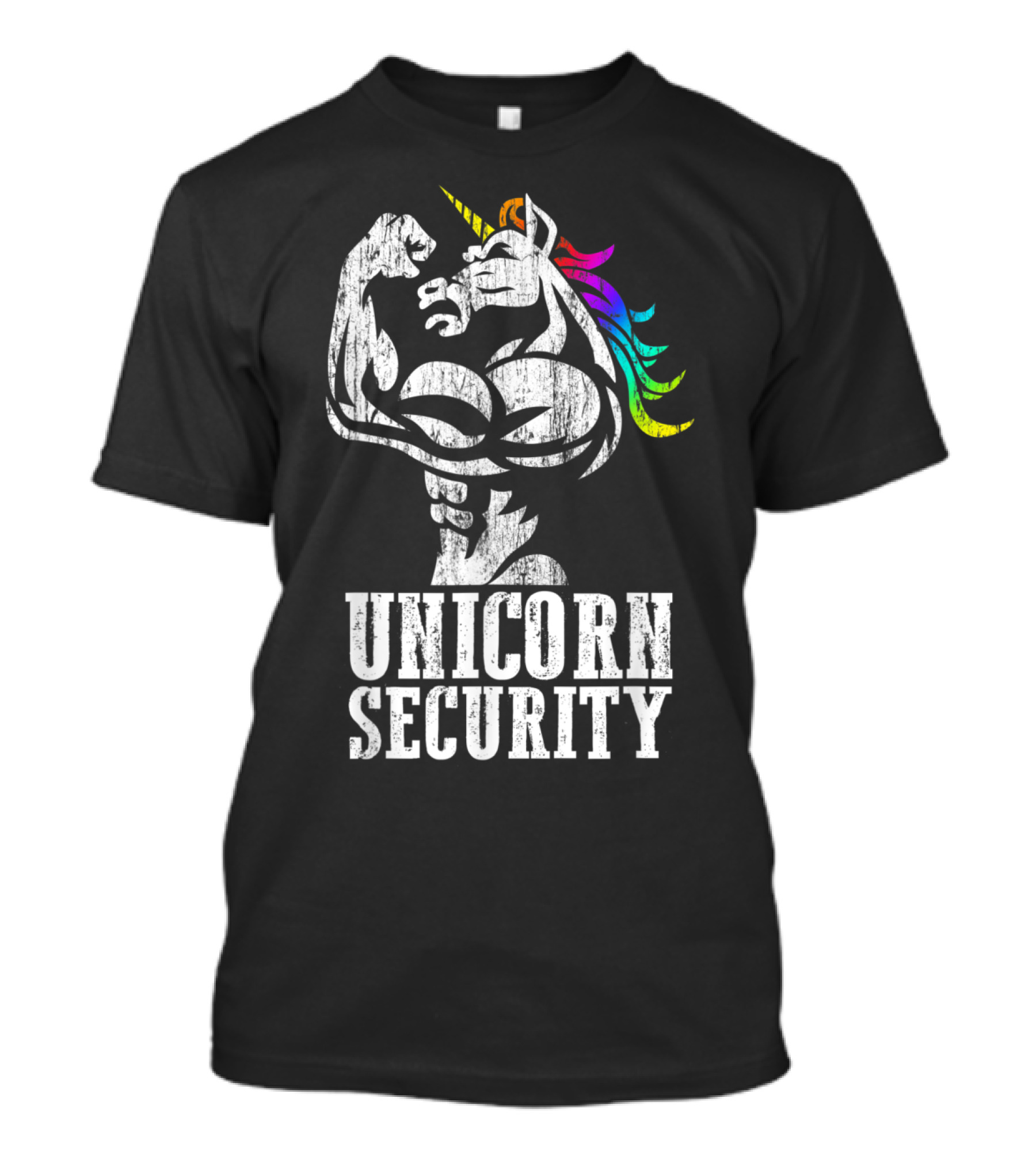 Unicorn Security Rainbow Muscular Manly T-Shirt