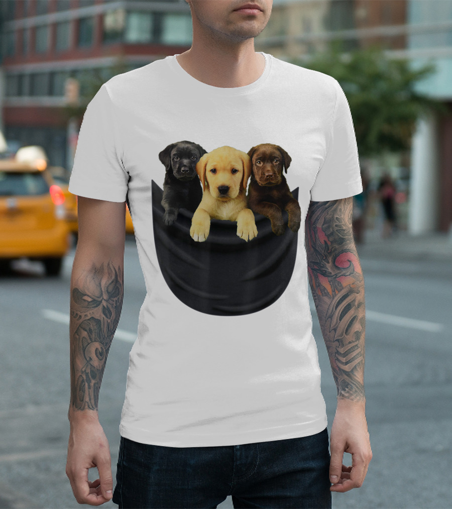 3 Labrador Puppies In Pocket Love Dog Puppy T-Shirt