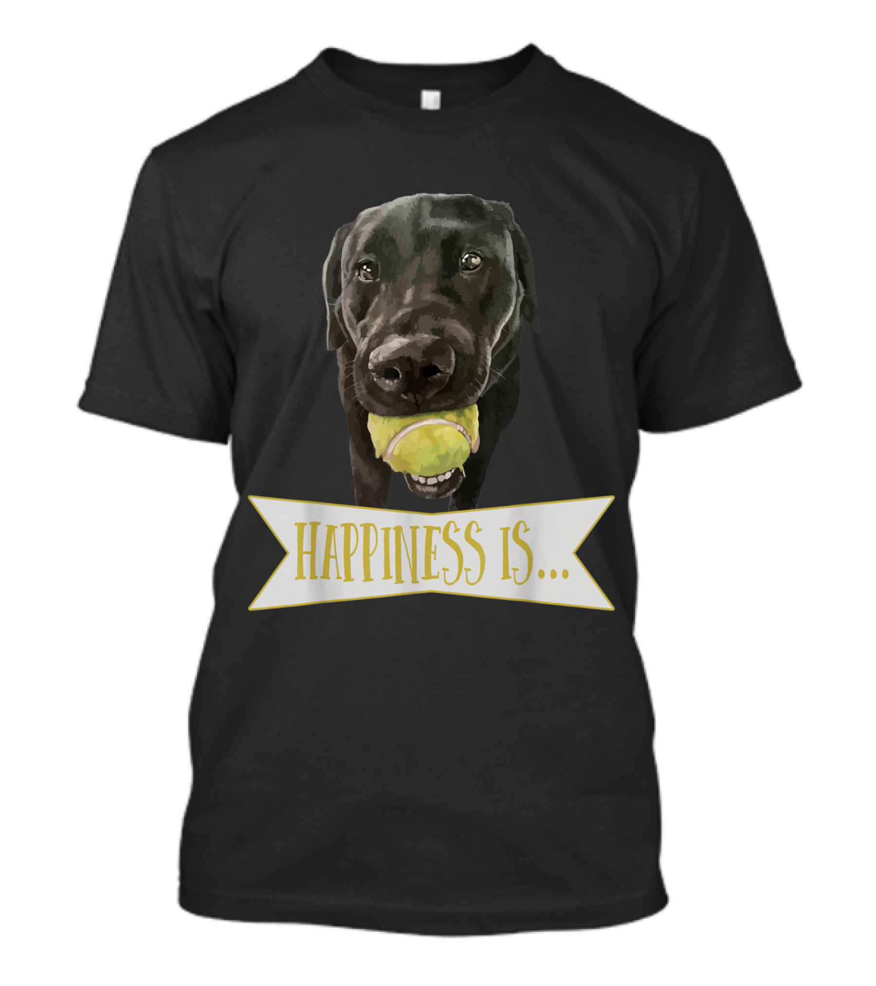 Happiness Is Black Labrador Dog Tennis Ball T-Shirt