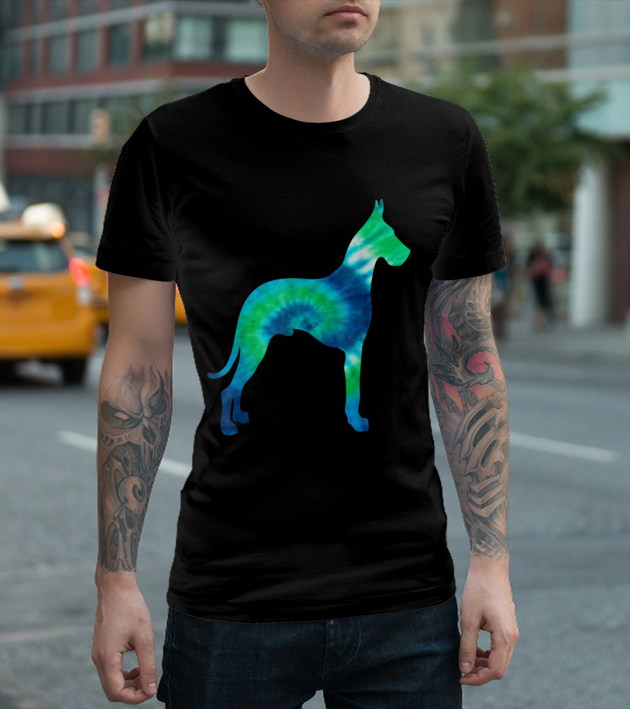 Blue Tie Dye Great Dane Dog T-Shirt