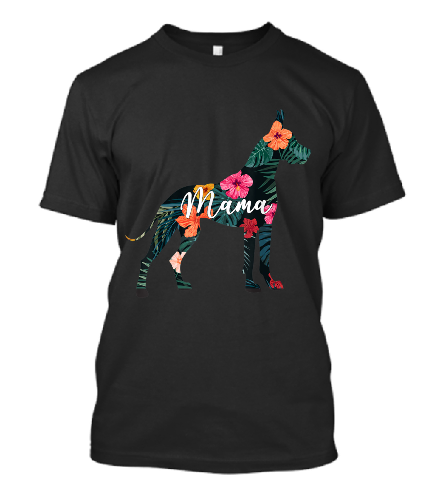 Mama Great Dane Floral Pattern Dog Mama T-Shirt