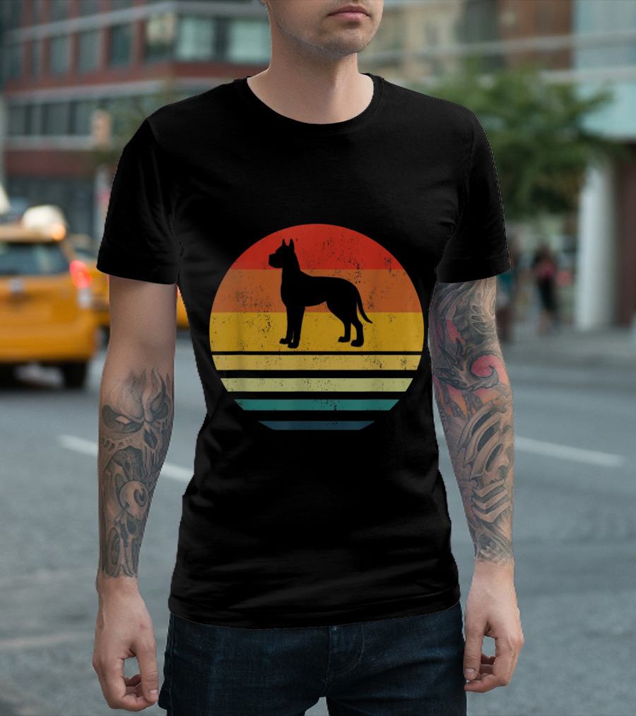 Great Dane Dog Vintage 70S Sunset T-Shirt