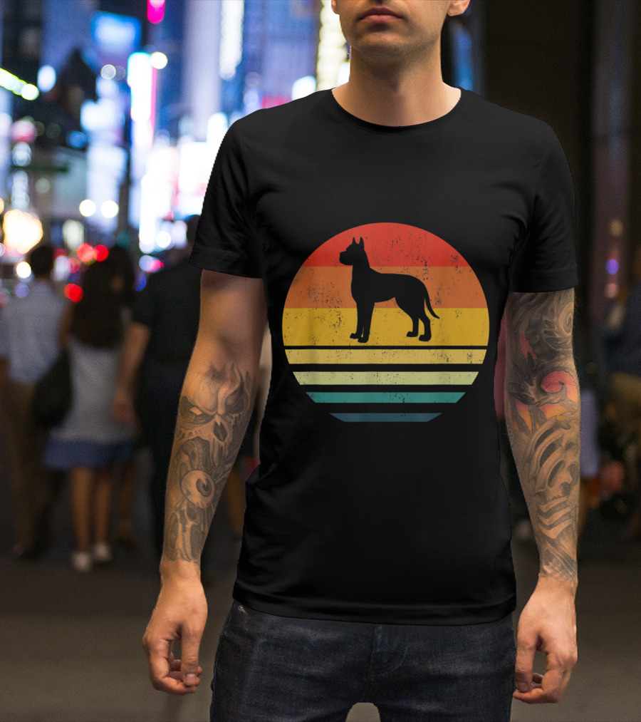 Great Dane Dog Vintage 70S Sunset T-Shirt