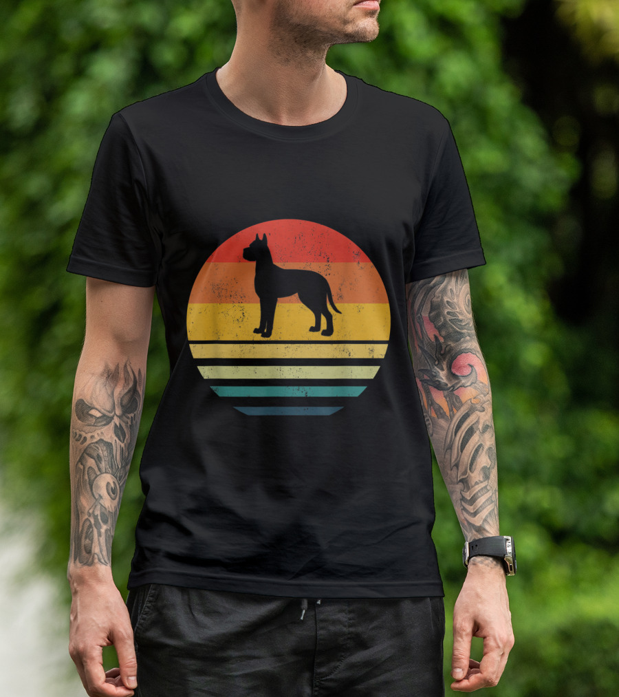 Great Dane Dog Vintage 70S Sunset T-Shirt
