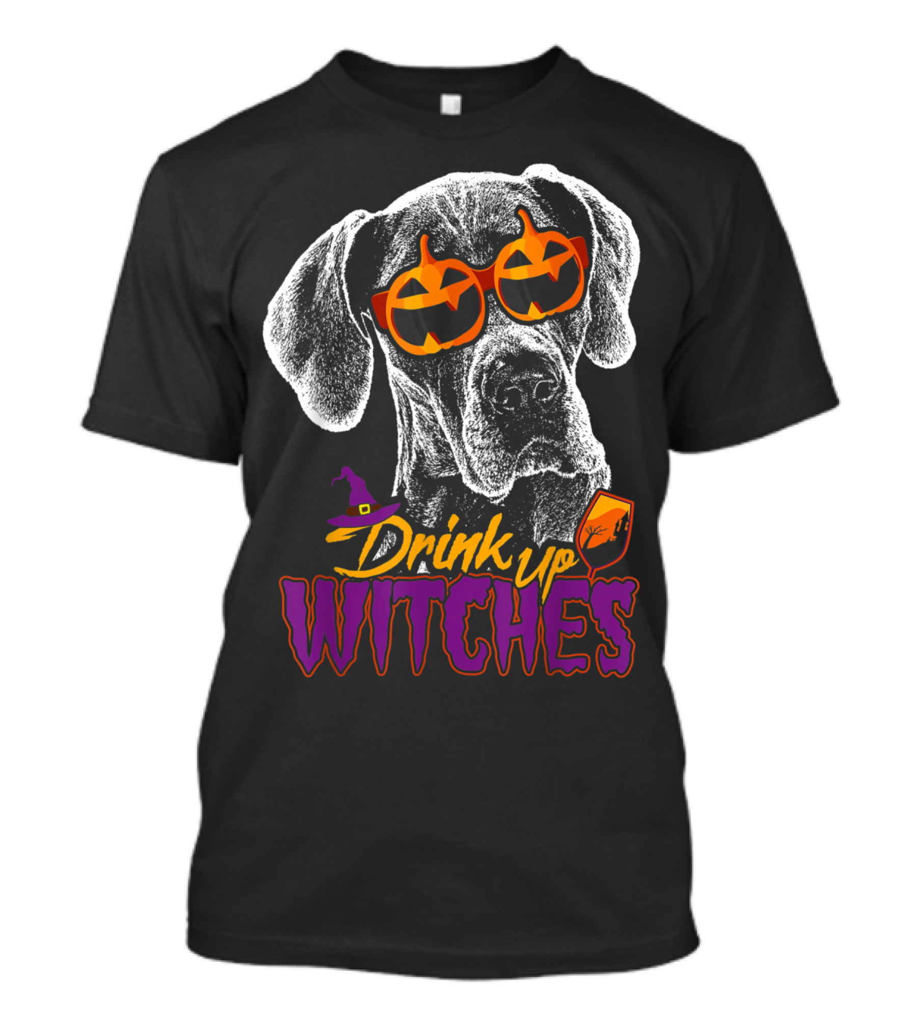 Drink Up Witches Great Dane Halloween Pumpkin Sunglasses T-Shirt