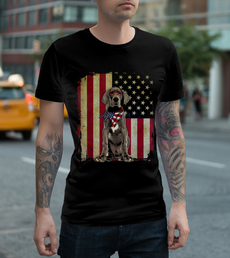 Great Dane American Flag 4th Of July Independence Day T-Shirt