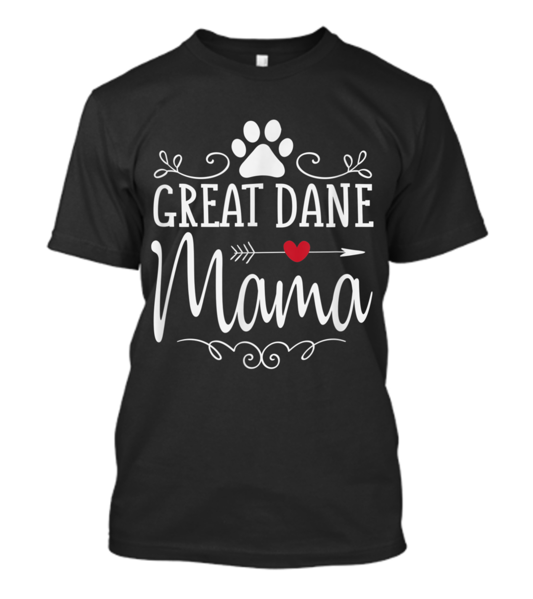 Great Dane Mama Paw Print Heart Arrow T-Shirt