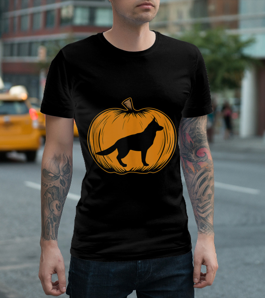 Halloween Pumpkin German Shepherd Dog T-Shirt