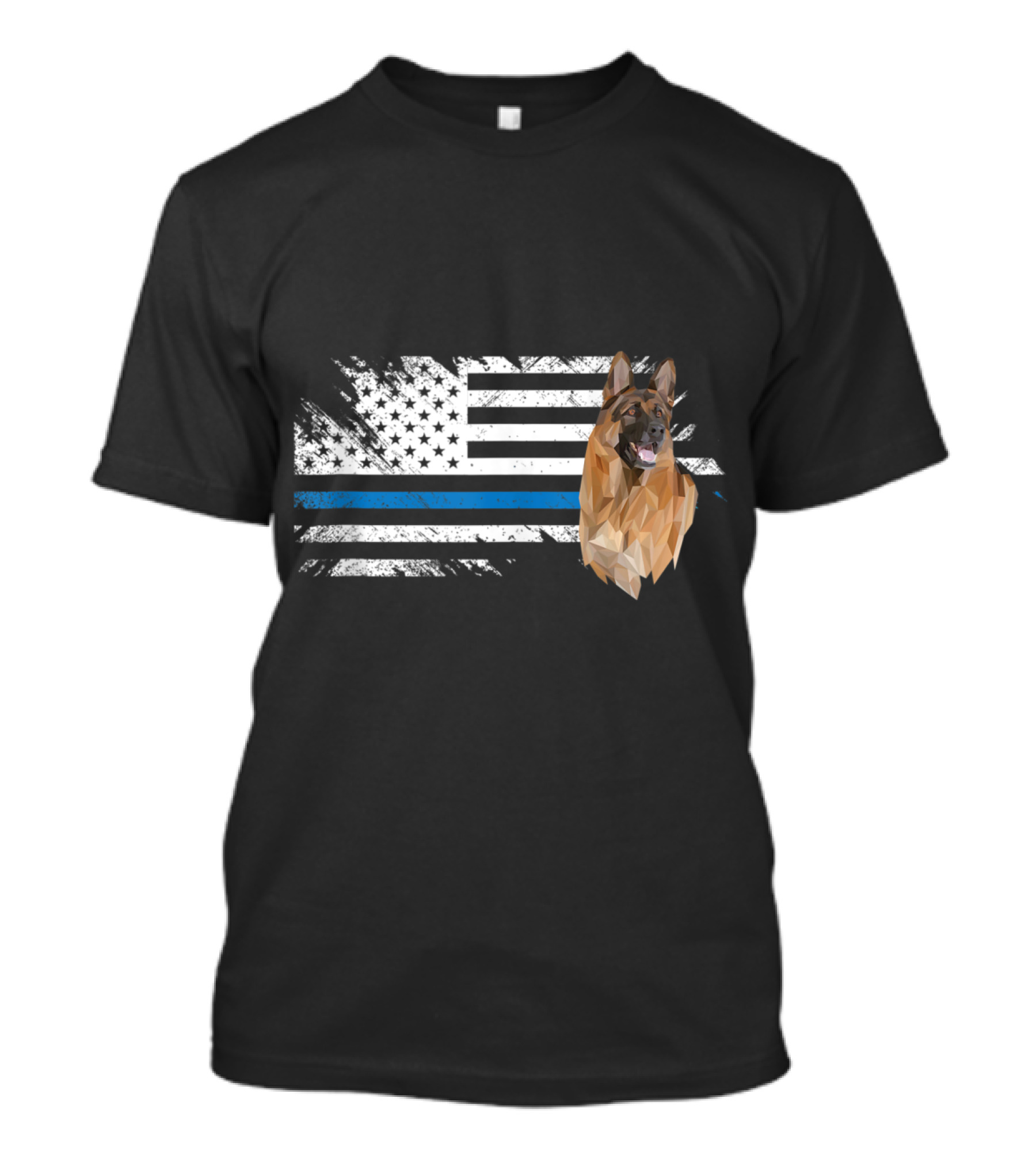 K9 Unit German Shepherd Police Dog American Flag Thin Blue Line T-Shirt
