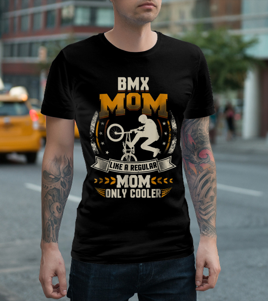 BMX Mom Like A Regular Mom Only Cooler Fun Silhouette Star T-Shirt