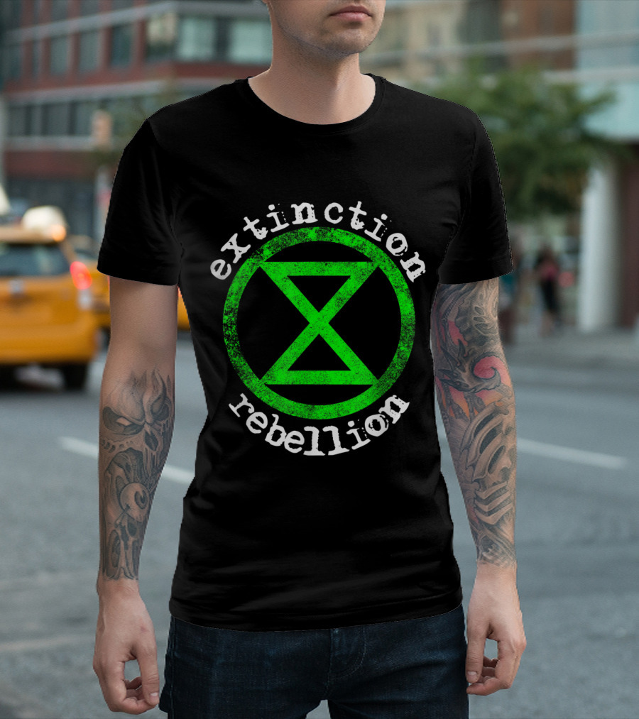 Extinction Rebellion Emblem Green White T-Shirt