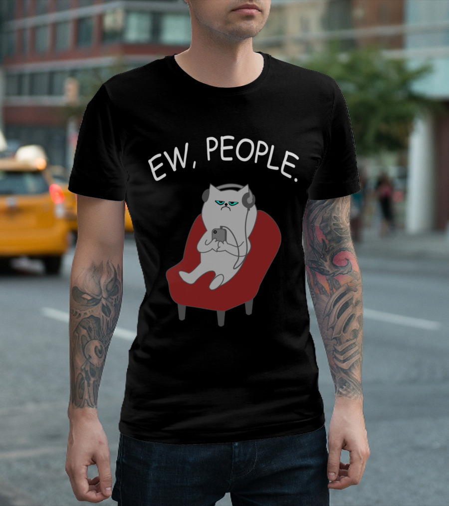 EW People Cat Lover Funny Kitty Owner Mom Dad Pullover T-Shirt