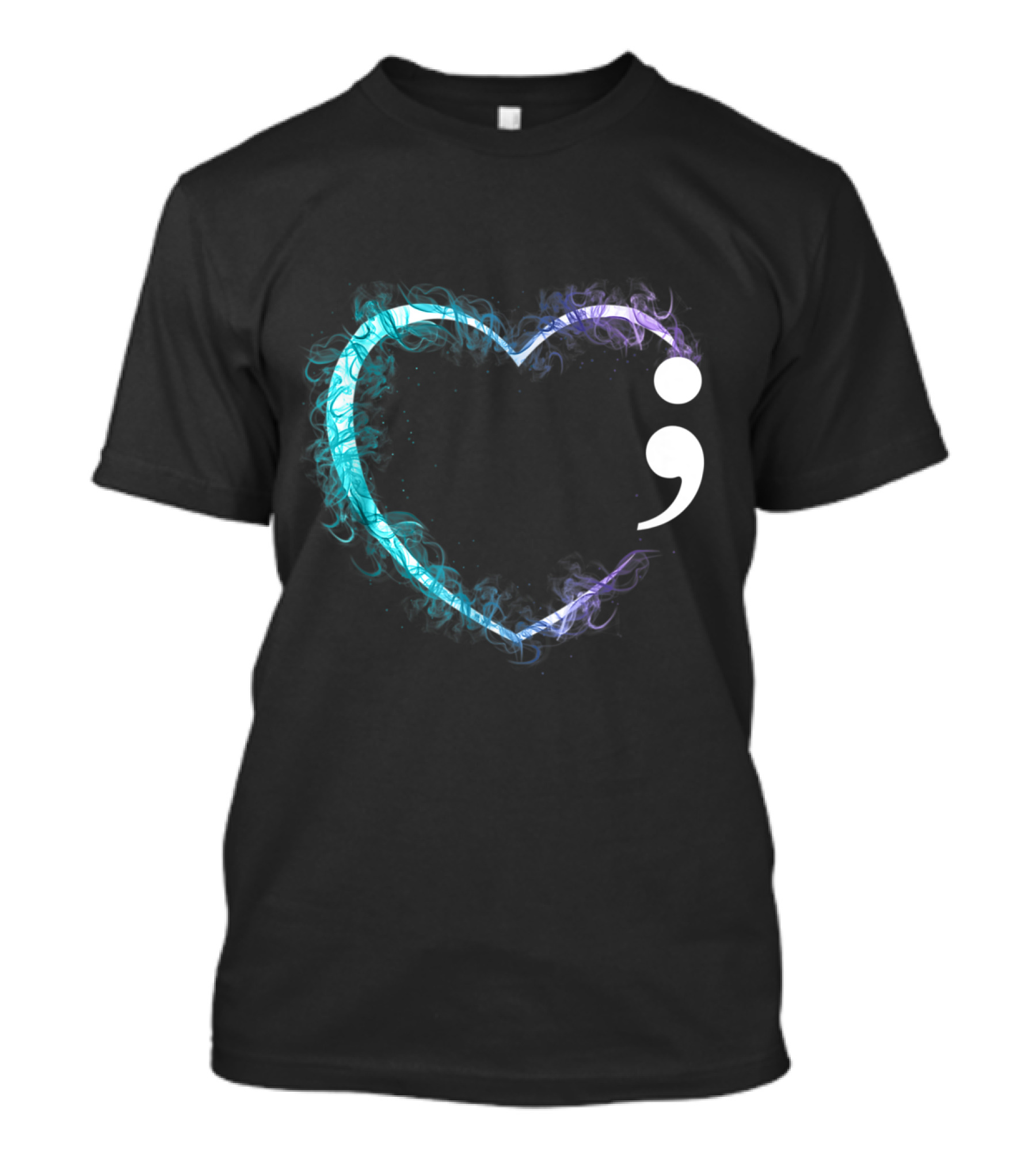 Heart Semicolon Smoke Design Suicide Prevention Awareness T-Shirt