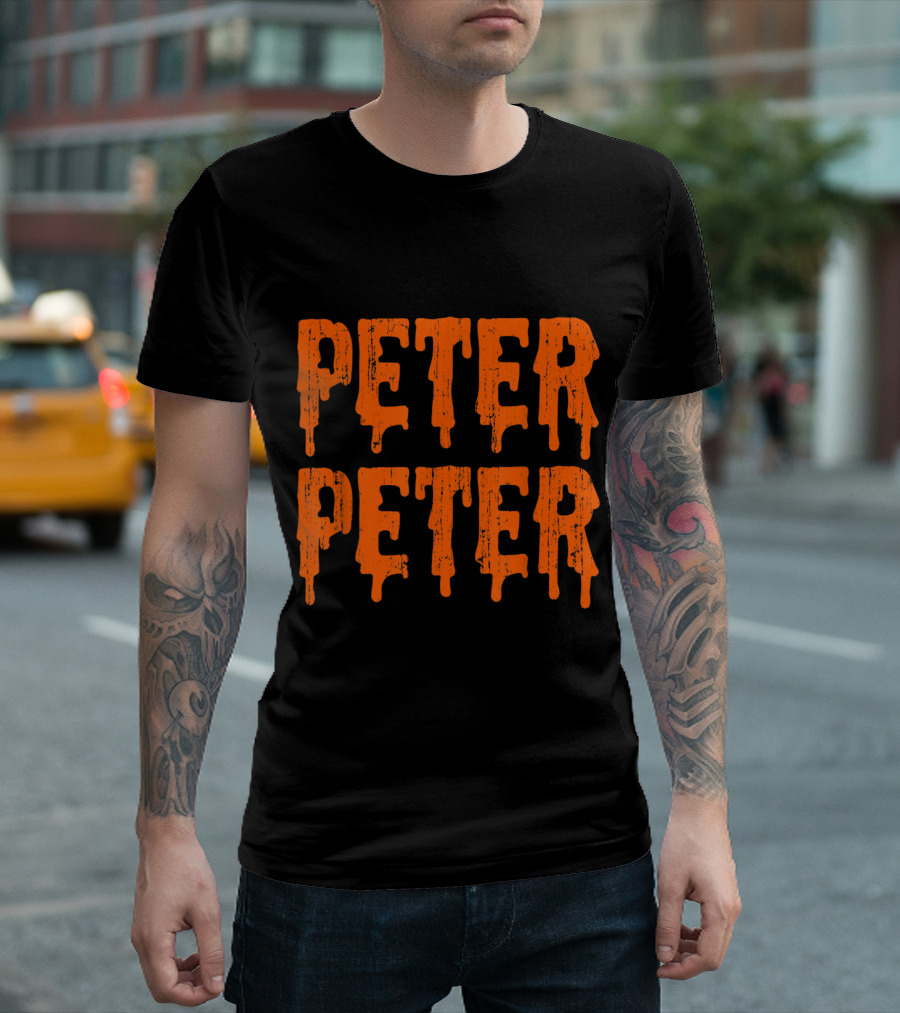 Peter Peter Halloween Pumpkin Eater Costume Dripping Text T-Shirt