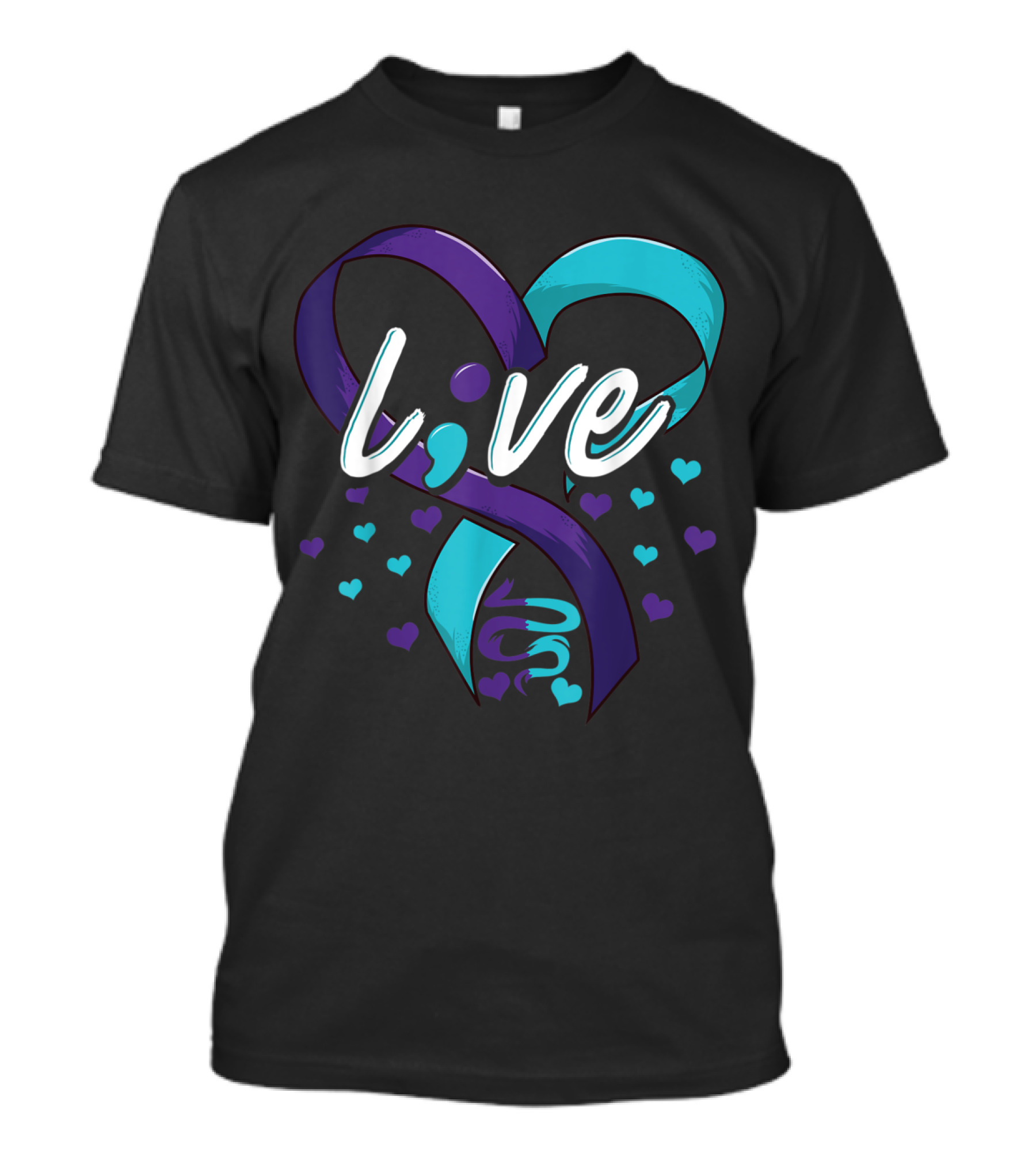 Live Love Semicolon Suicide Prevention Awareness Ribbon Men Women T-Shirt