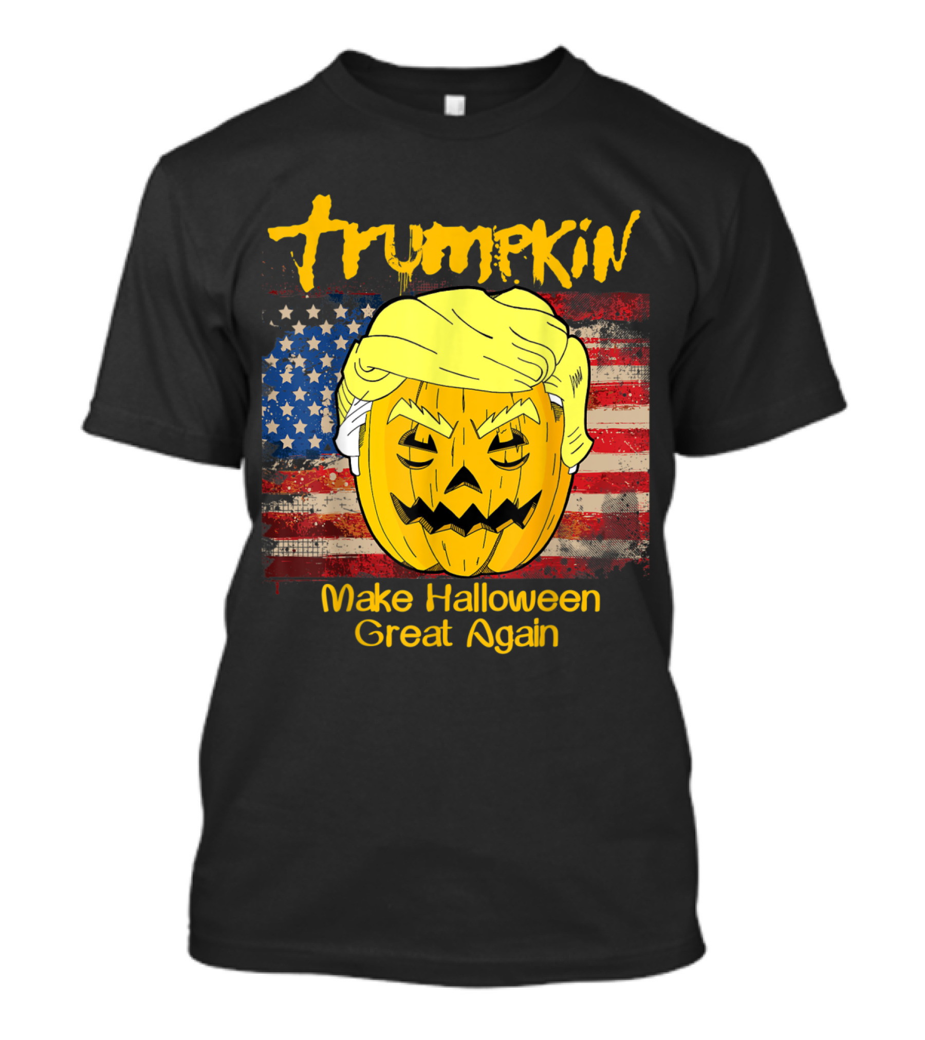 Trumpkin Make Halloween Great Again American Flag Pumpkin Face T-Shirt