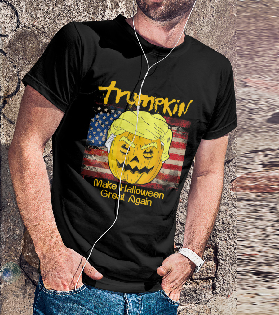Trumpkin Make Halloween Great Again American Flag Pumpkin Face T-Shirt