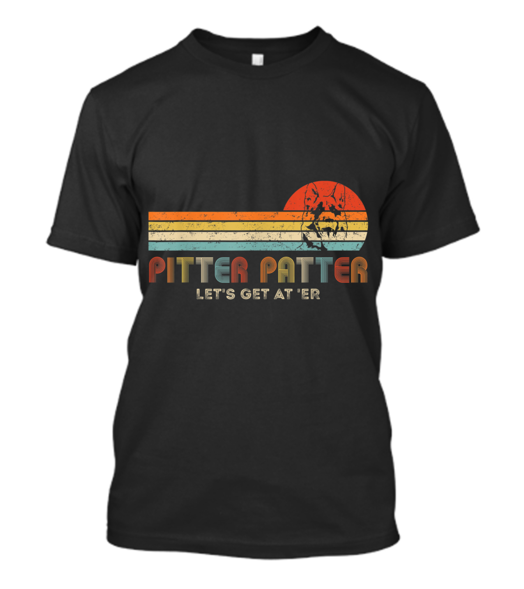 Vintage Pitter Patter Let's Get At 'Er Retro Stripes Dog T-Shirt