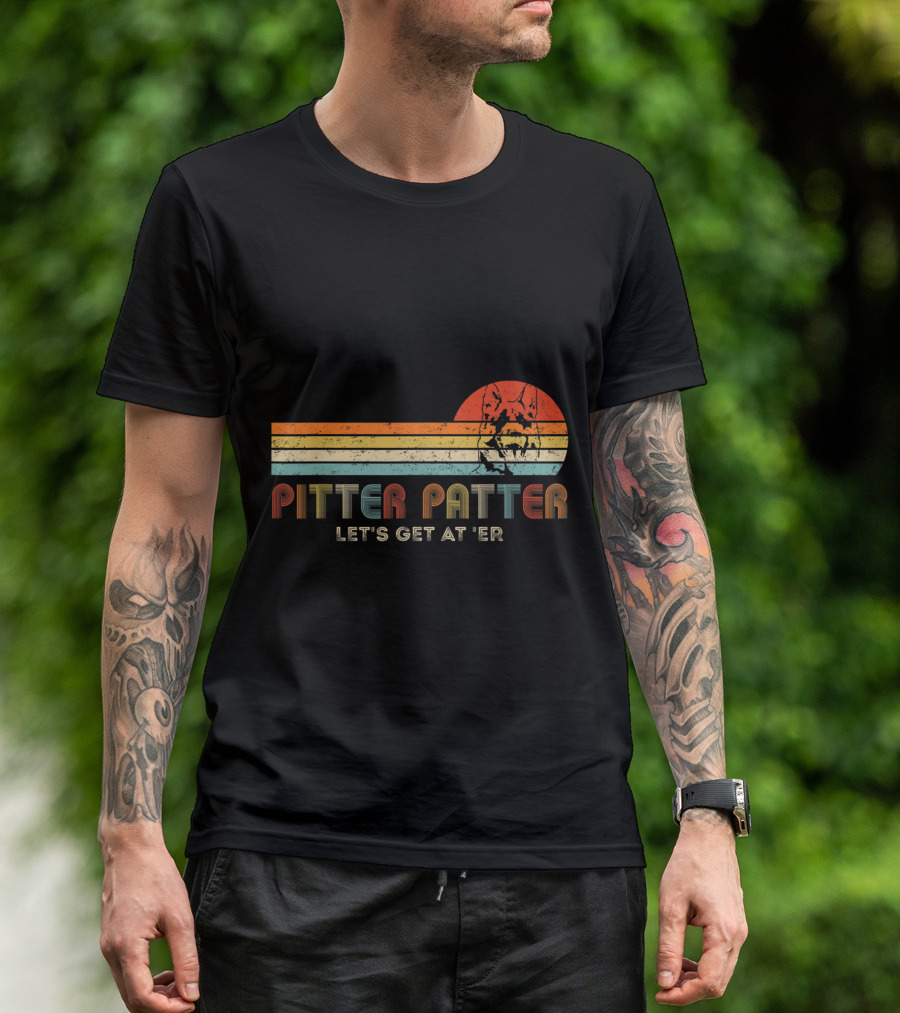 Vintage Pitter Patter Let's Get At 'Er Retro Stripes Dog T-Shirt