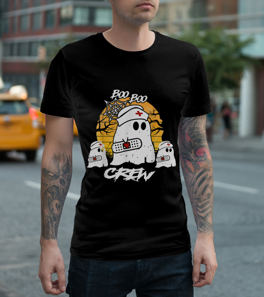 Boo Boo Crew Nurse Ghosts Funny Halloween Bandage Spiderwebs T-Shirt