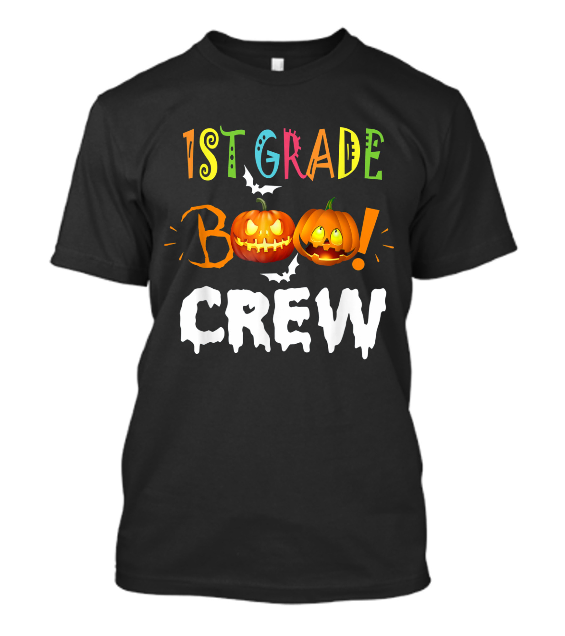 1st Grade Boo Crew Funny Halloween Pumpkins Bats T-Shirt