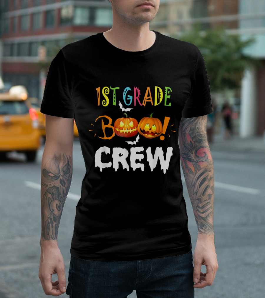 1st Grade Boo Crew Funny Halloween Pumpkins Bats T-Shirt