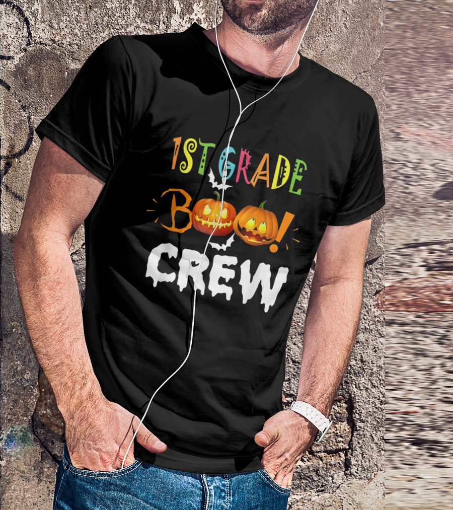 1st Grade Boo Crew Funny Halloween Pumpkins Bats T-Shirt
