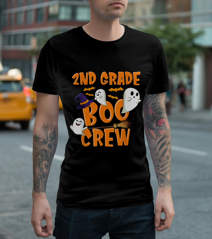 2nd Grade Boo Crew Halloween Ghosts And Witch Hats T-Shirt