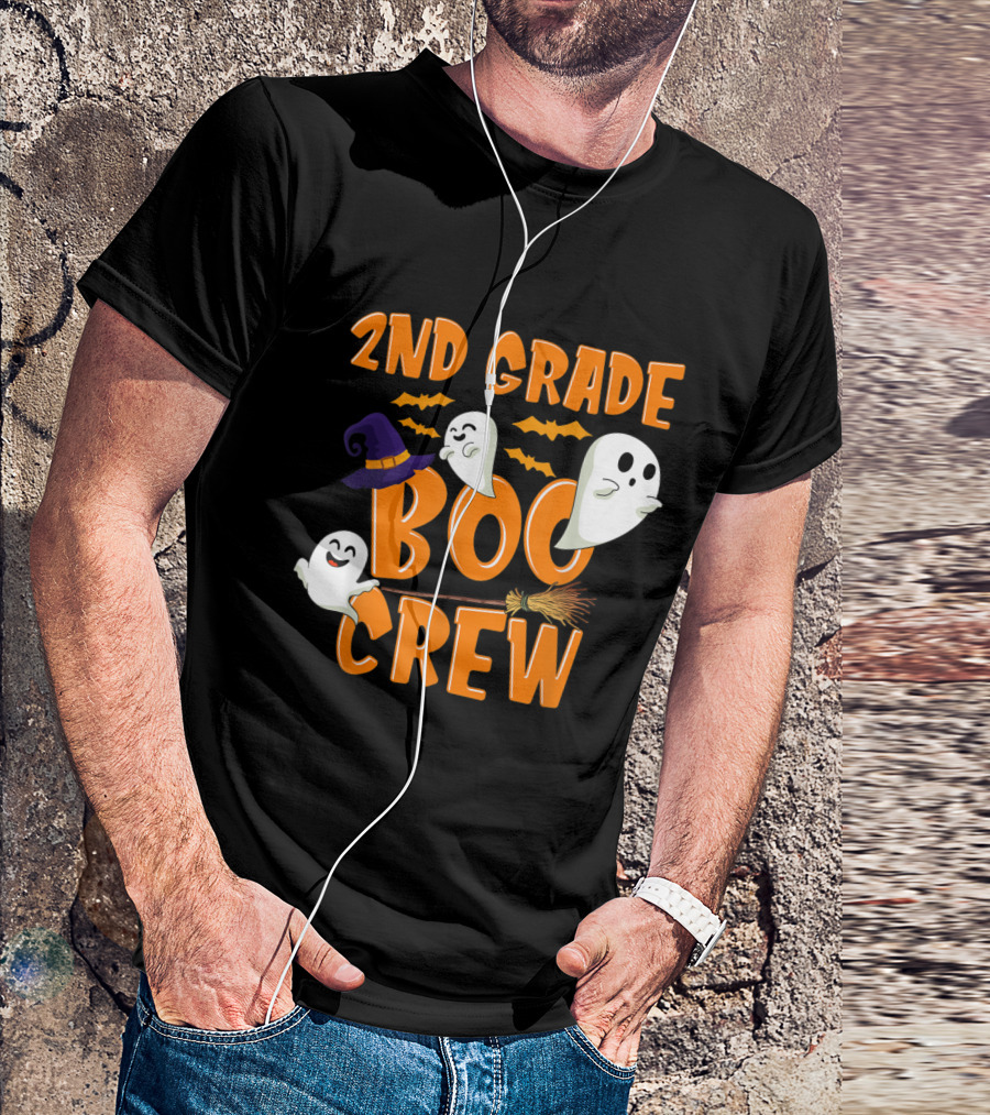 2nd Grade Boo Crew Halloween Ghosts And Witch Hats T-Shirt